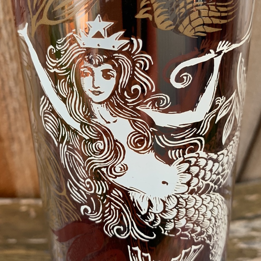 Starbucks mermaid 16 oz cold cup tumbler brown 2009